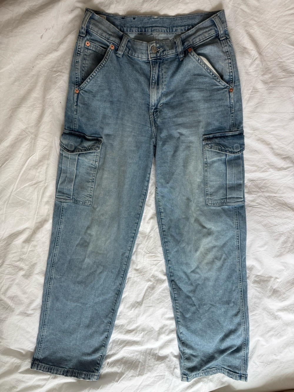 GAP Women's Light Blue Wide Leg Cargo Jeans